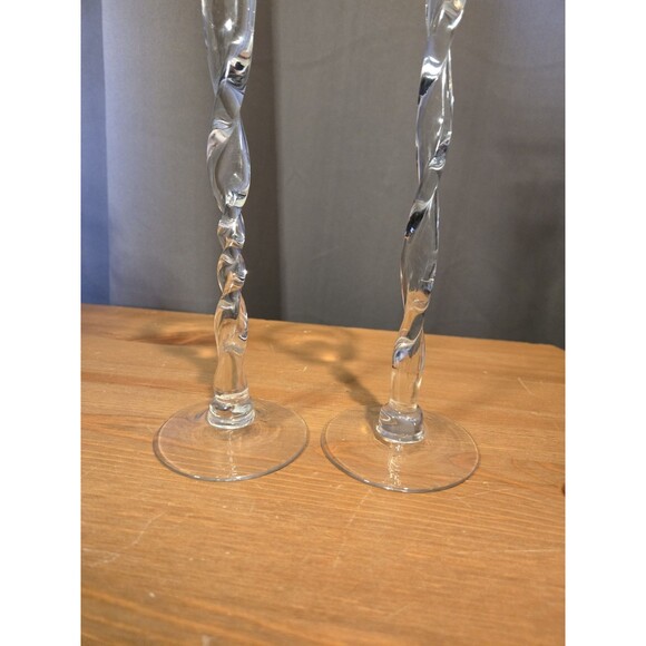 Hand Blown Twisted Glass Goblet Style Candle Holders or Vases, Set Of 2 - Picture 8 of 8